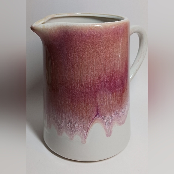 Teleflora Pink Iridescent Reactive Glaze Heart Stone Stoneware Pitcher 6.5" Vase - Picture 7 of 7
